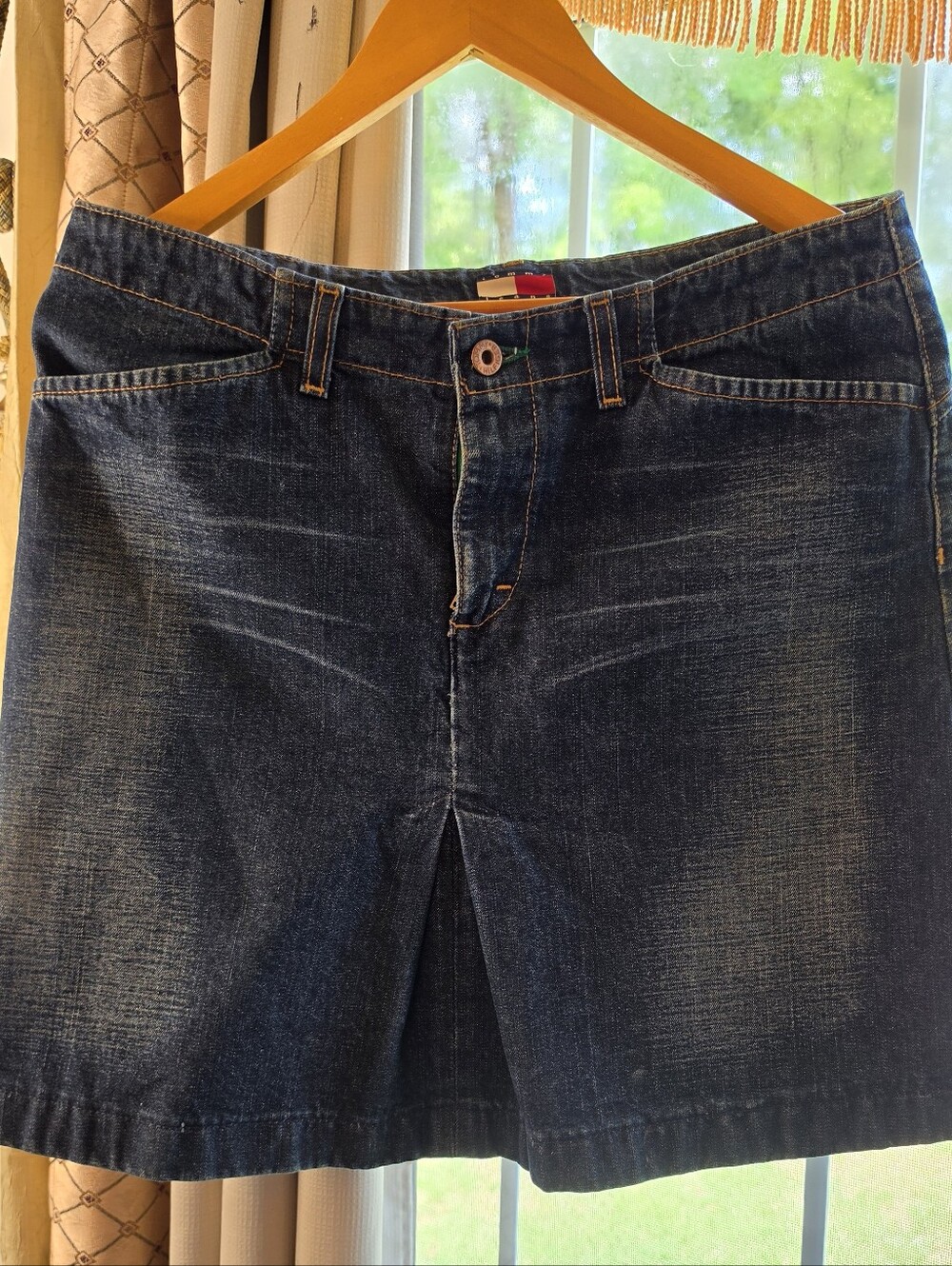 Tommy Hilfiger Dark Blue Denim Skirts  with Red Flag Patch Size 11